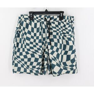 Negative Space Mens Warped Checkerboard Mesh Athletic Shorts Size Large